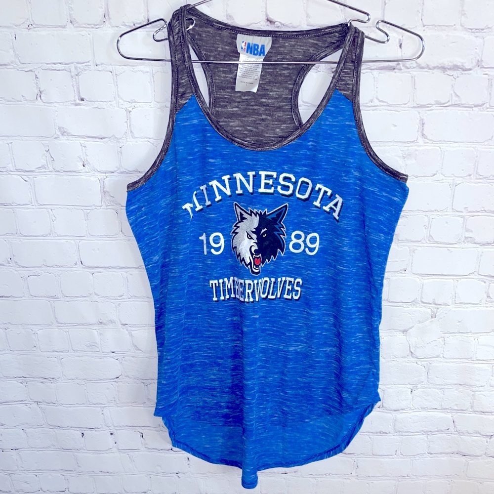 blue Timberwolves tank top size large